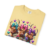 Cute Highland Cows Bingo Squad - Comfort Colors | Trendy Women's T-Shirt. Direct to Garment. Printed & Shipped in the USA. Unisex Sizes.