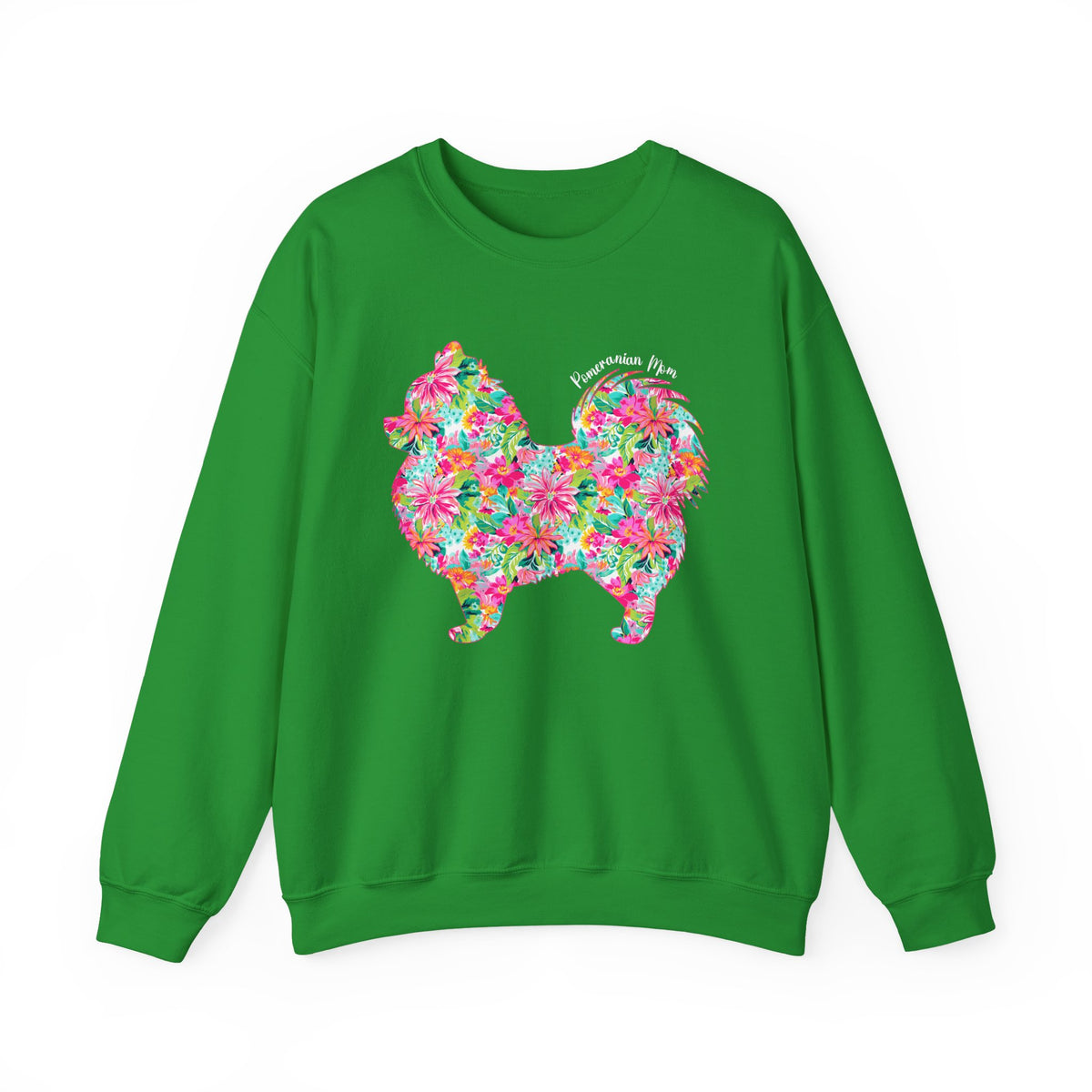 Pomeranian Mom, Floral – Gildan Heavy Blend | Trendy Women’s Soft Sweatshirt. Direct to Garment. Printed & Shipped in the USA. Unisex Sizes.
