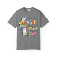 Blessed by God, Spoiled by Husband, Protect by Both - Comfort Colors | Trendy Women's T-Shirt. Direct to Garment. Printed & Shipped in the USA. Unisex Sizes.