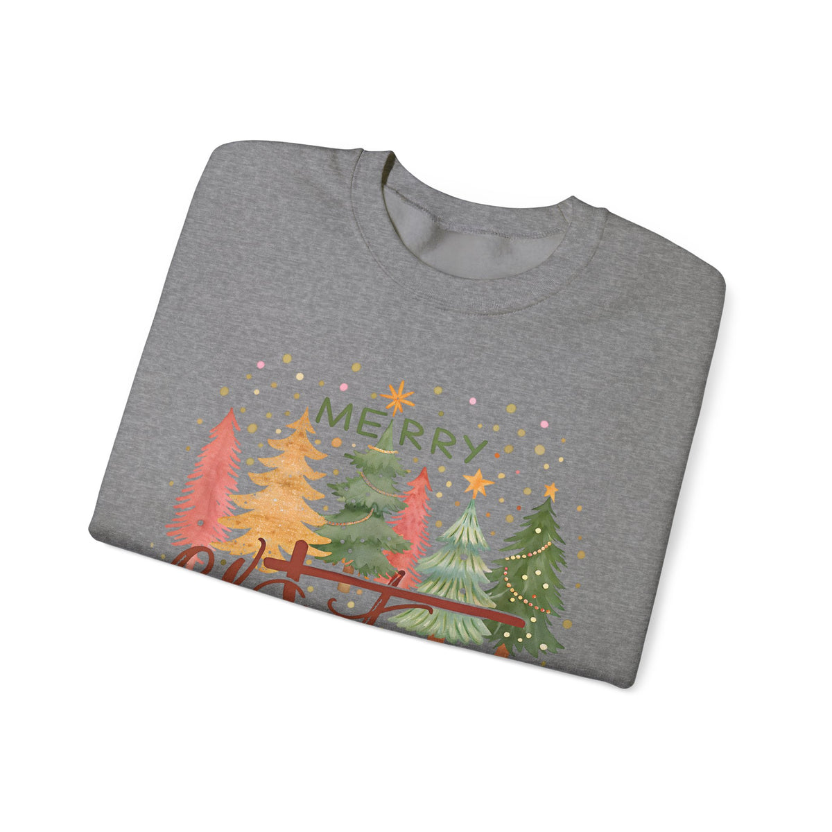 Merry ChrisTmas - Christian Faith – Gildan Heavy Blend | Trendy Women’s Soft Sweatshirt. Direct to Garment. Printed & Shipped in the USA. Unisex Sizes.