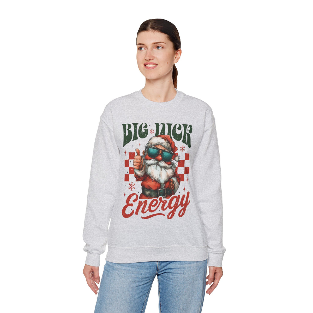 Big Nick Energy - Retro Santa Thumbs Up – Gildan Heavy Blend | Trendy Men's and Women’s Soft Sweatshirt. Direct to Garment. Printed & Shipped in the USA. Unisex Sizes.