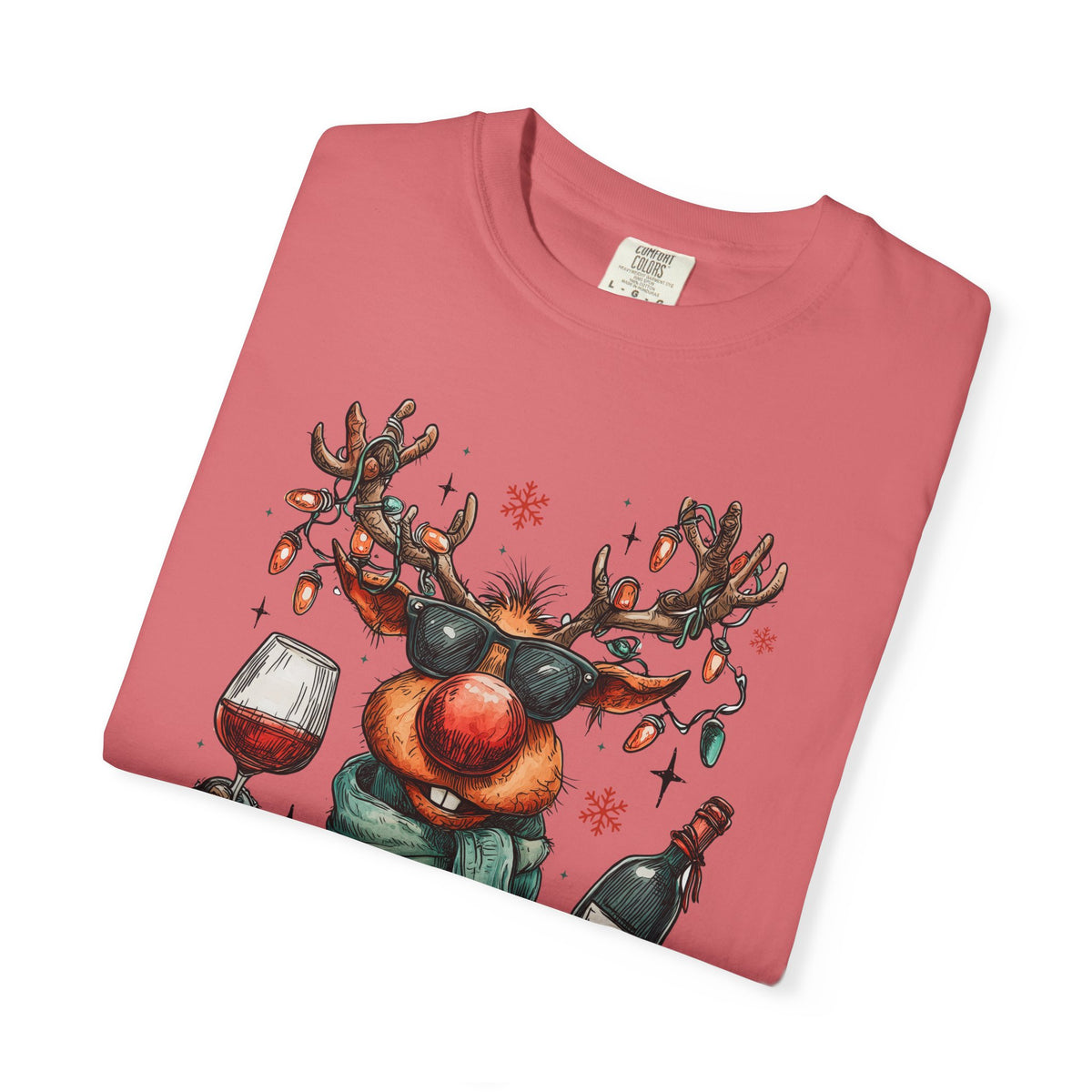 Merry & Mischievous Reindeer - Comfort Colors | Trendy Women's and Men's T-Shirt. Direct to Garment. Printed & Shipped in the USA. Unisex Sizes.
