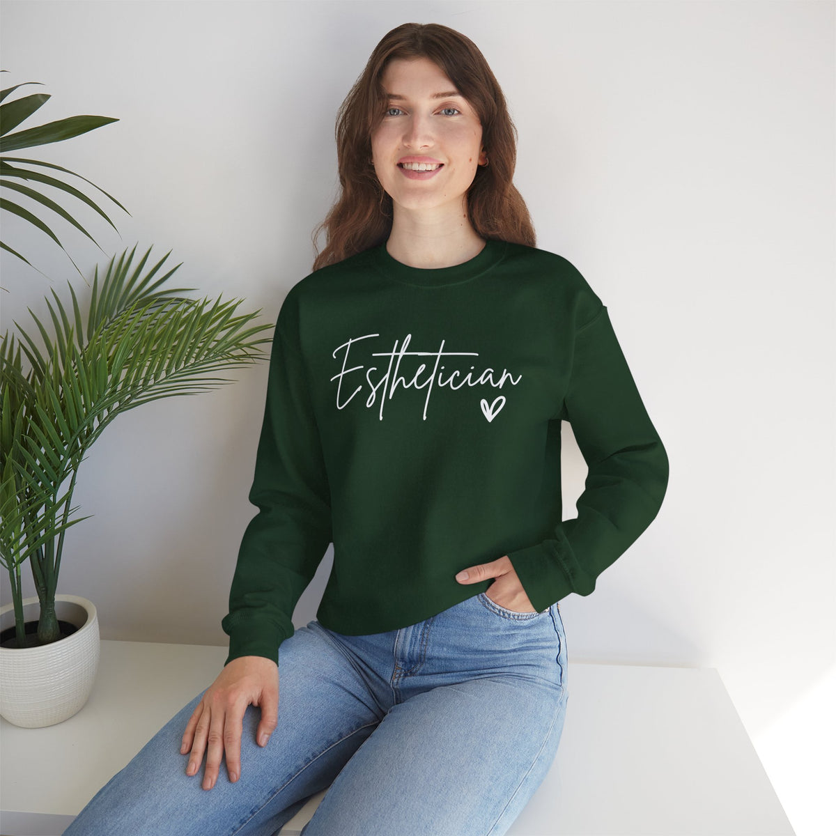 Esthetician Script, Perfect Gift for Your Botox Magician – Gildan Heavy Blend | Trendy Women’s Soft Sweatshirt. Direct to Garment. Printed & Shipped in the USA. Unisex Sizes.