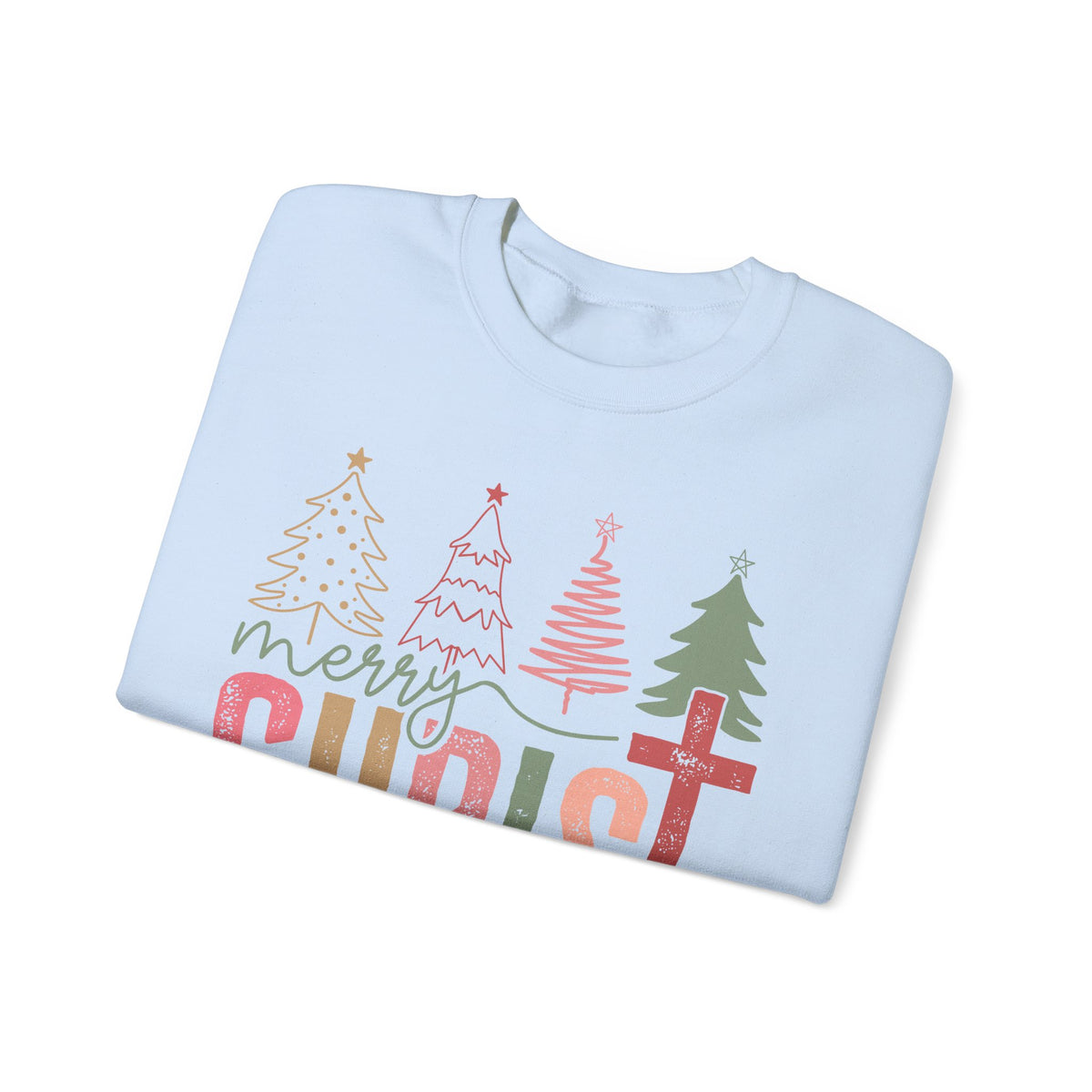 Merry ChrisTmas Christian Faith Graphic – Gildan Heavy Blend | Trendy Women’s Soft Sweatshirt. Direct to Garment. Printed & Shipped in the USA. Unisex Sizes.