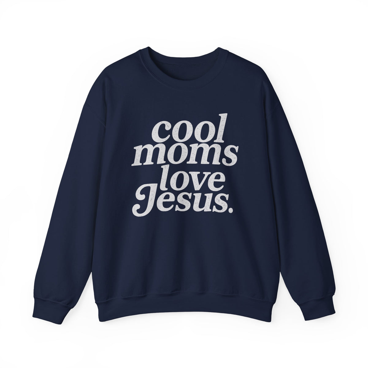 Cool Moms Love Jesus – Gildan Heavy Blend | Trendy Women’s Soft Sweatshirt. Direct to Garment. Printed & Shipped in the USA. Unisex Sizes.
