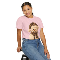 Cute Leopard Faux Knit Snowman Winter - Comfort Colors | Trendy Women's T-Shirt. Direct to Garment. Printed & Shipped in the USA. Unisex Sizes.