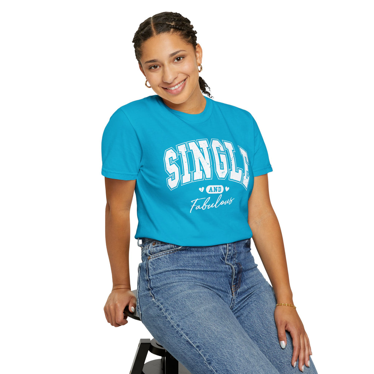 Single and Fabulous - Varsity - Comfort Colors | Trendy Women's T-Shirt. Direct to Garment. Printed & Shipped in the USA. Unisex Sizes.