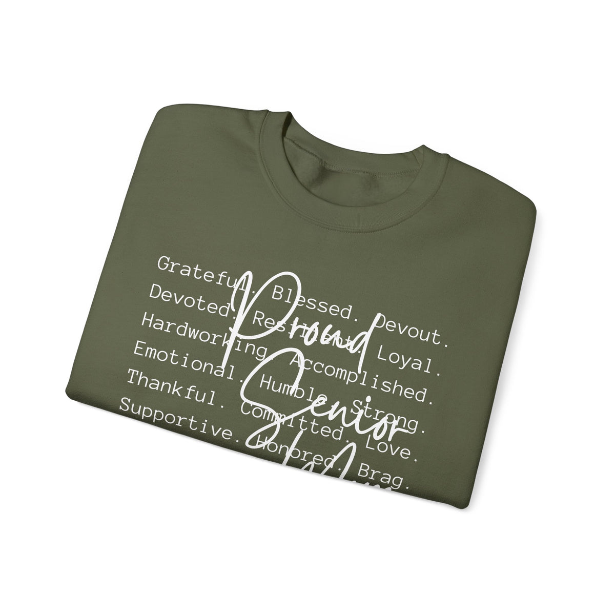 Proud Senior Mom, Description – Gildan Heavy Blend | Trendy Women’s Soft Sweatshirt. Direct to Garment. Printed & Shipped in the USA. Unisex Sizes.