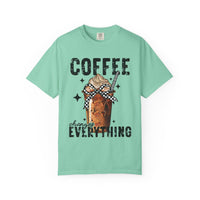 Coffee Changes Everything, Iced Coffee, Coffee Lovers - Comfort Colors | Trendy Women's T-Shirt. Direct to Garment. Printed & Shipped in the USA. Unisex Sizes.