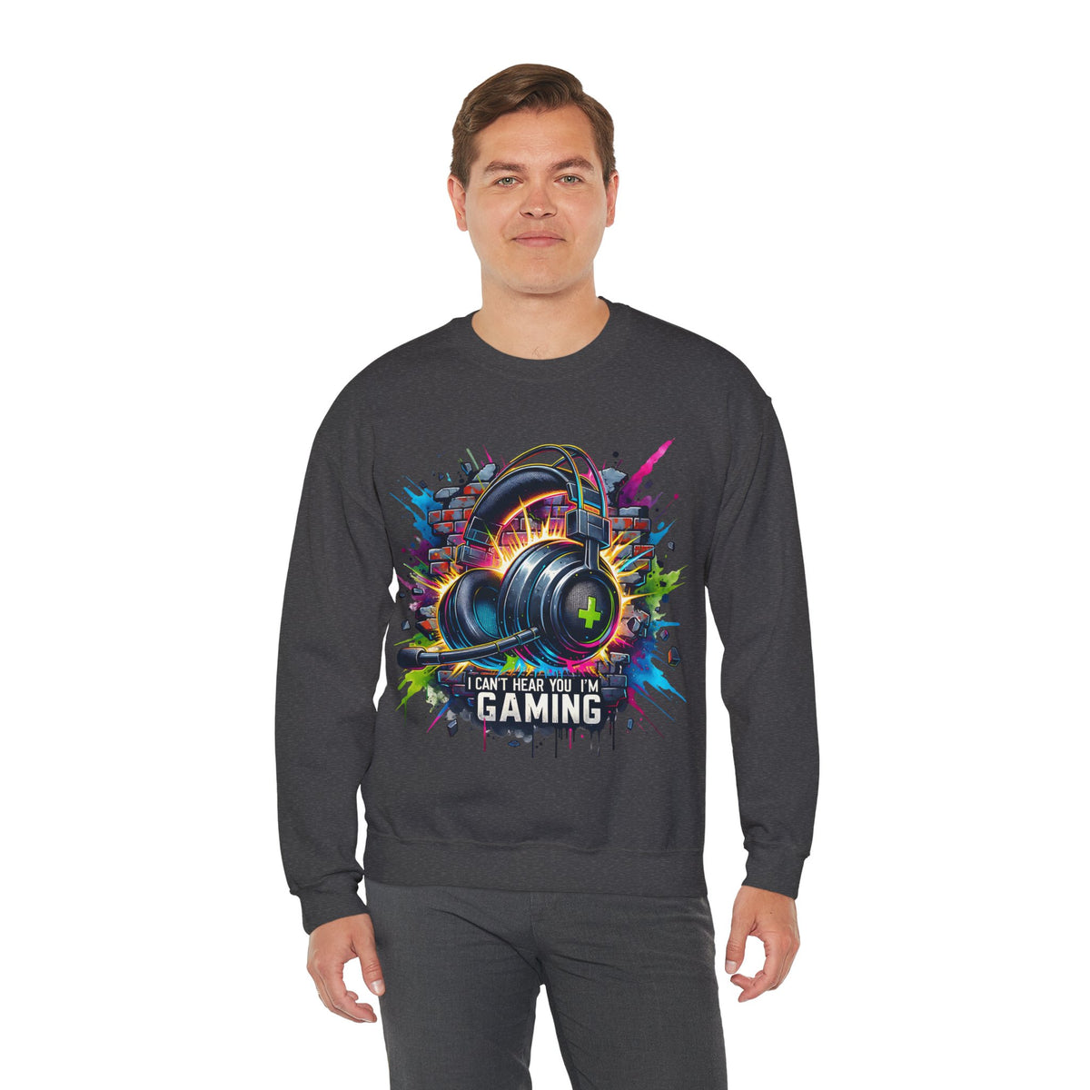 Gaming Headset I Can't Hear You, I'm Gaming – Gildan Heavy Blend | Trendy Women’s and Men's Soft Sweatshirt. Direct to Garment. Printed & Shipped in the USA. Unisex Sizes.