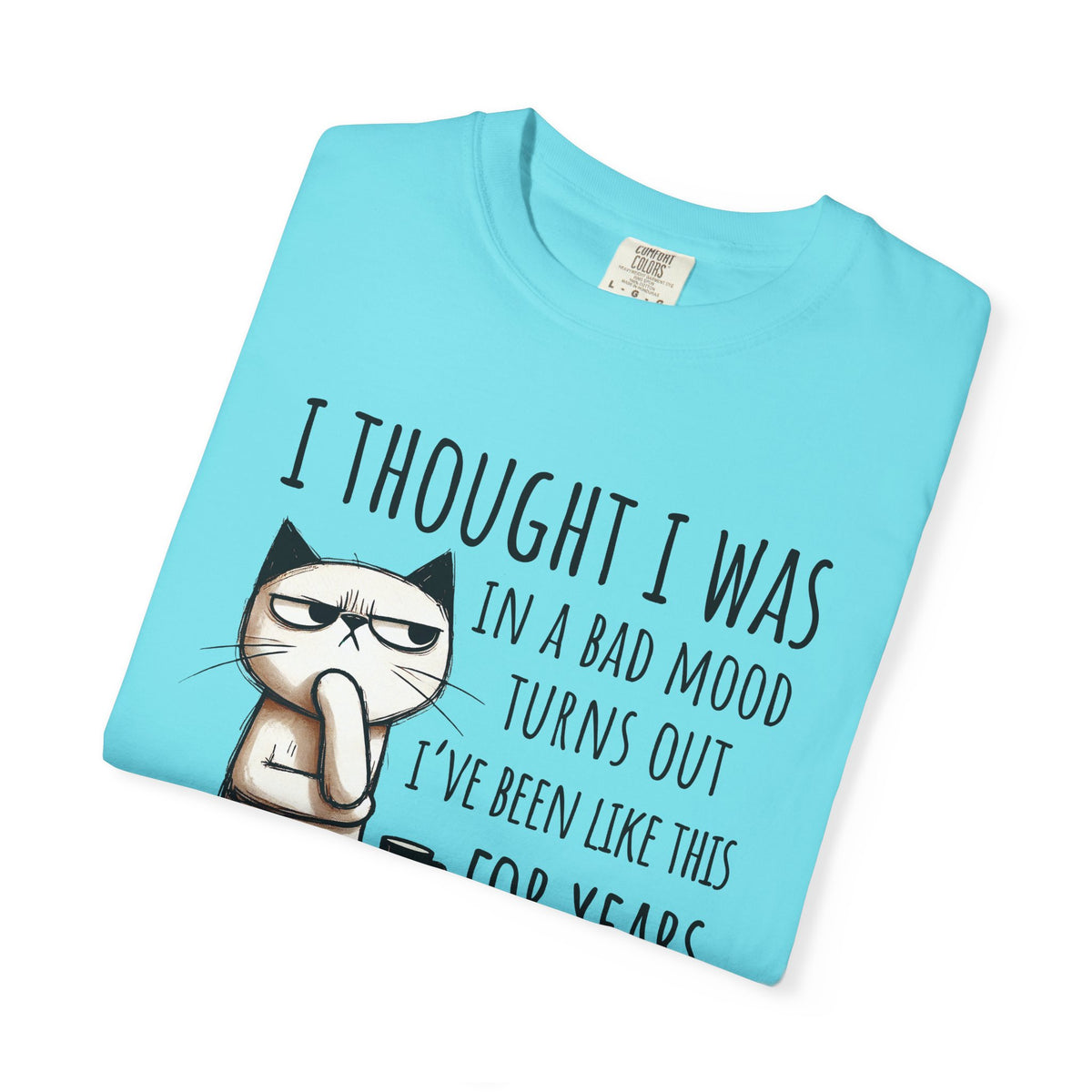 I Thought I Was In A Bad Mood, Grumpy Cat - Comfort Colors | Trendy Men's and Women's T-Shirt. Direct to Garment. Printed & Shipped in the USA. Unisex Sizes.