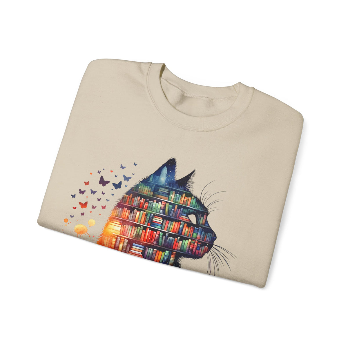 Cat Silhouette for Book Lovers – Gildan Heavy Blend | Trendy Women’s Soft Sweatshirt. Direct to Garment. Printed & Shipped in the USA. Unisex Sizes.