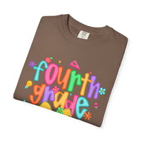 Coquette Fourth Grade Pencil Bow - Comfort Colors | Trendy Women's T-Shirt. Direct to Garment. Printed & Shipped in the USA. Unisex Sizes.