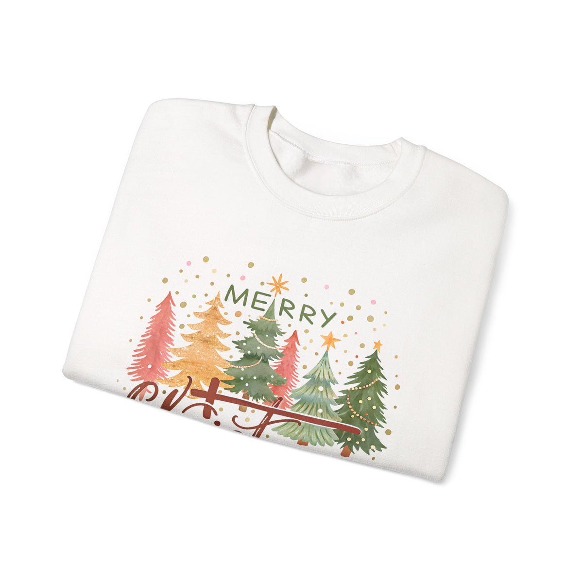 Merry ChrisTmas - Christian Faith – Gildan Heavy Blend | Trendy Women’s Soft Sweatshirt. Direct to Garment. Printed & Shipped in the USA. Unisex Sizes.