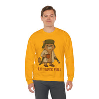 Litter's Full, Funny Cat – Gildan Heavy Blend | Trendy Men's and Women’s Soft Sweatshirt. Direct to Garment. Printed & Shipped in the USA. Unisex Sizes.