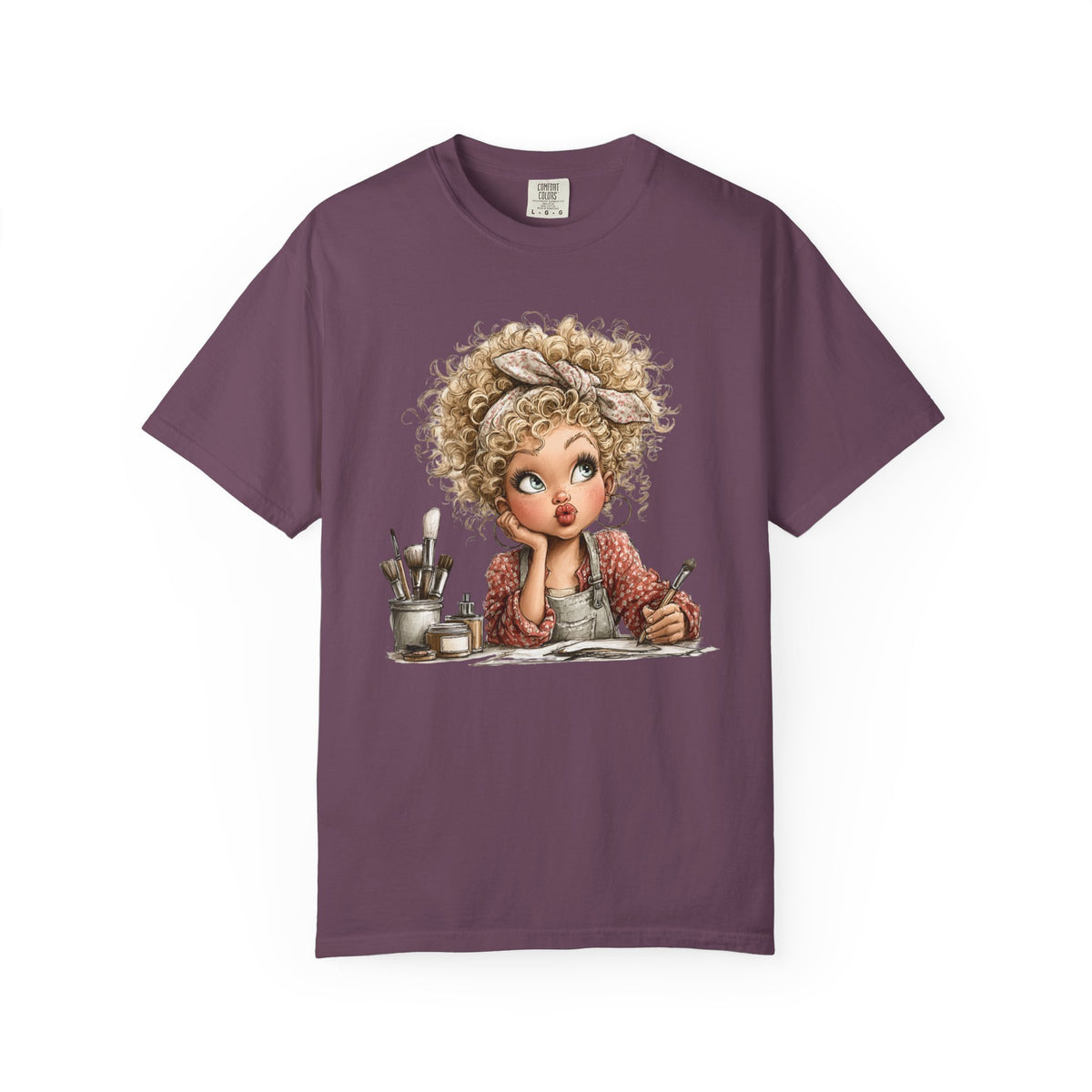 Cute Artist Curly Girl - Comfort Colors | Trendy Women's T-Shirt. Direct to Garment. Printed & Shipped in the USA. Unisex Sizes.