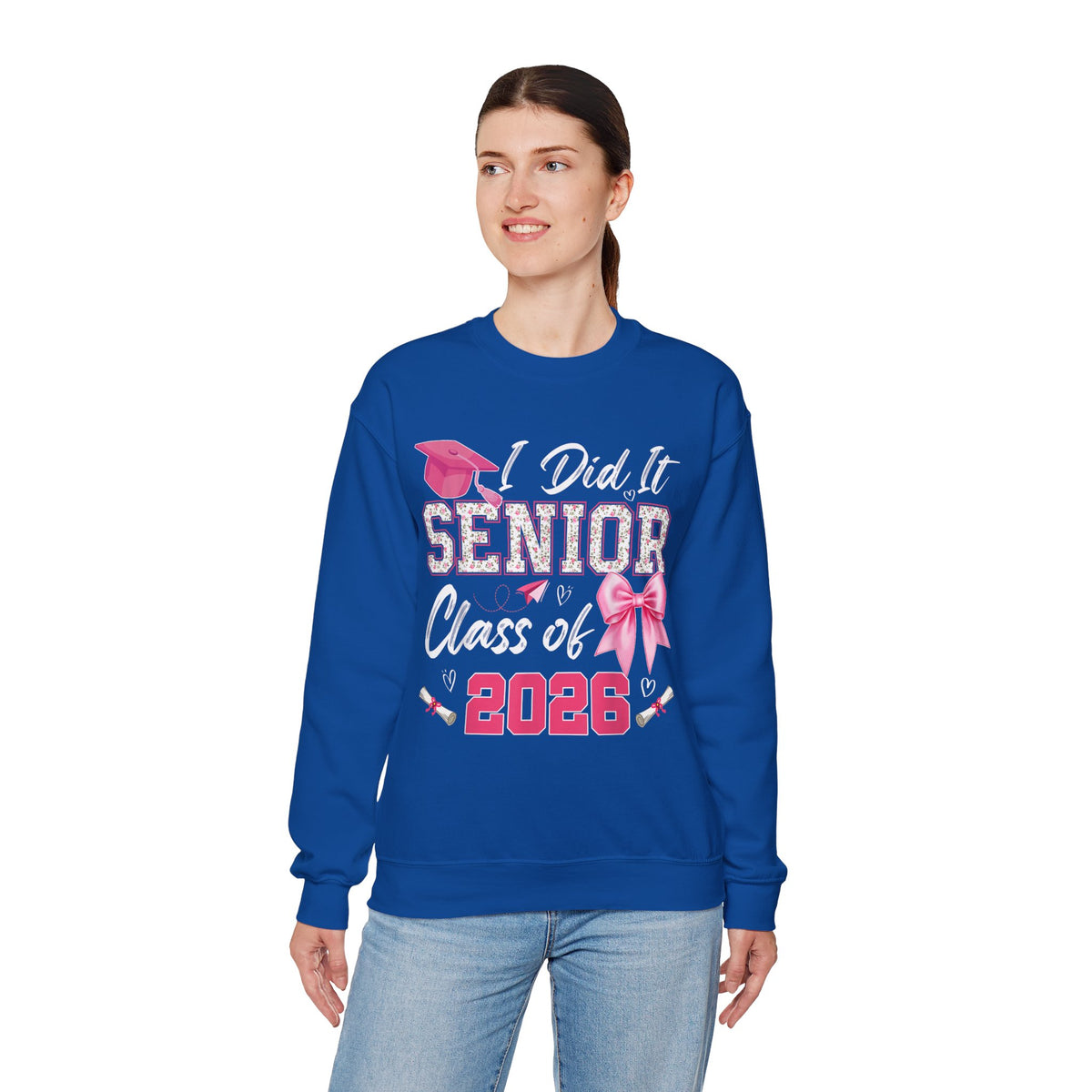 Class of 2026 I Did It Senior Coquette Bow Graduation – Gildan Heavy Blend | Trendy Women’s Soft Sweatshirt. Direct to Garment. Printed & Shipped in the USA. Unisex Sizes.