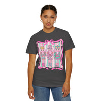 Coquette Pastel Christmas Nutcracker Trio Pink and Green - Comfort Colors | Trendy Women's T-Shirt. Direct to Garment. Printed & Shipped in the USA. Unisex Sizes.