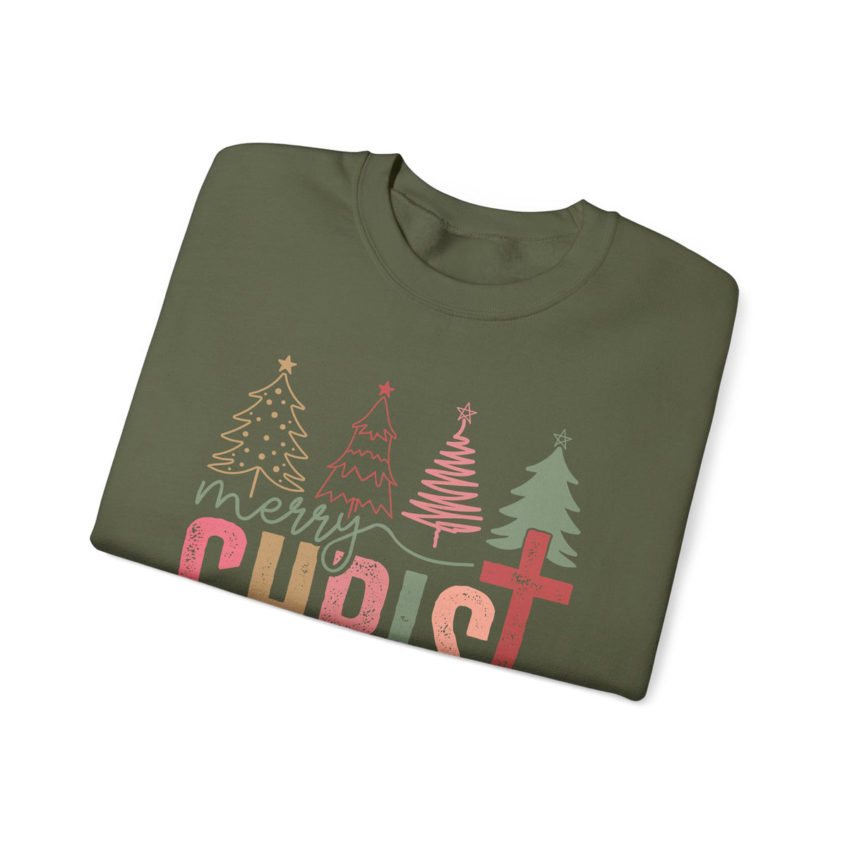 Merry ChrisTmas Christian Faith Graphic – Gildan Heavy Blend | Trendy Women’s Soft Sweatshirt. Direct to Garment. Printed & Shipped in the USA. Unisex Sizes.