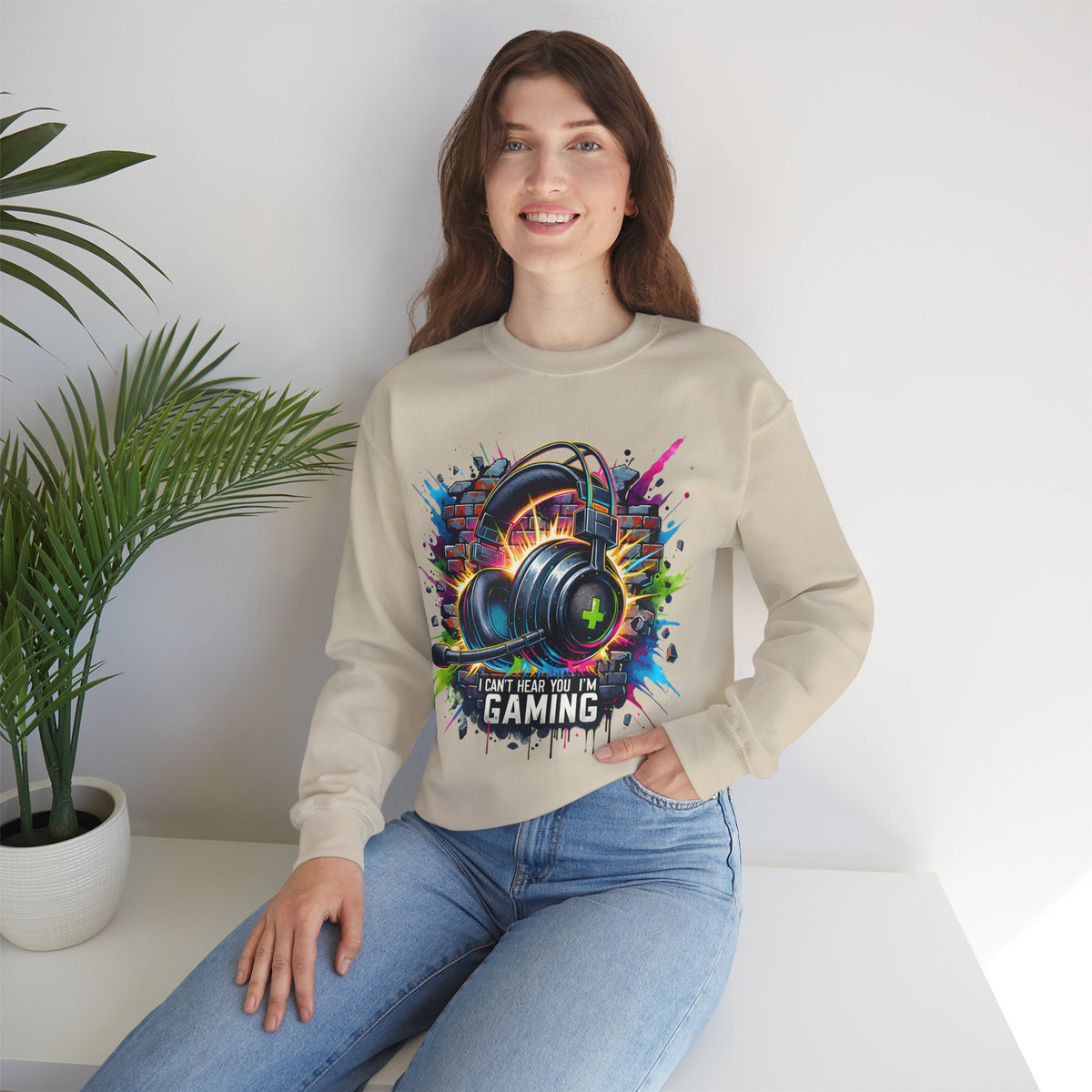 Gaming Headset I Can't Hear You, I'm Gaming – Gildan Heavy Blend | Trendy Women’s and Men's Soft Sweatshirt. Direct to Garment. Printed & Shipped in the USA. Unisex Sizes.