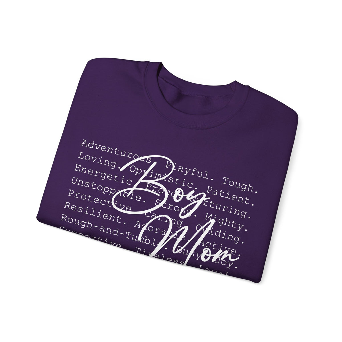 Boy Mom Typography – Gildan Heavy Blend | Trendy Women’s Soft Sweatshirt. Direct to Garment. Printed & Shipped in the USA. Unisex Sizes.