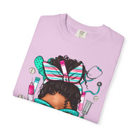 Phlebotomist Life, Messy Bun - Comfort Colors | Trendy Women's T-Shirt. Direct to Garment. Printed & Shipped in the USA. Unisex Sizes.