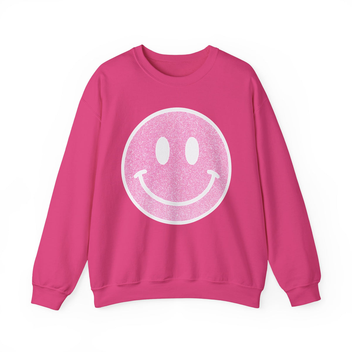 Glitter Smiley – Gildan Heavy Blend | Trendy Women’s Soft Sweatshirt. Direct to Garment. Printed & Shipped in the USA. Unisex Sizes.