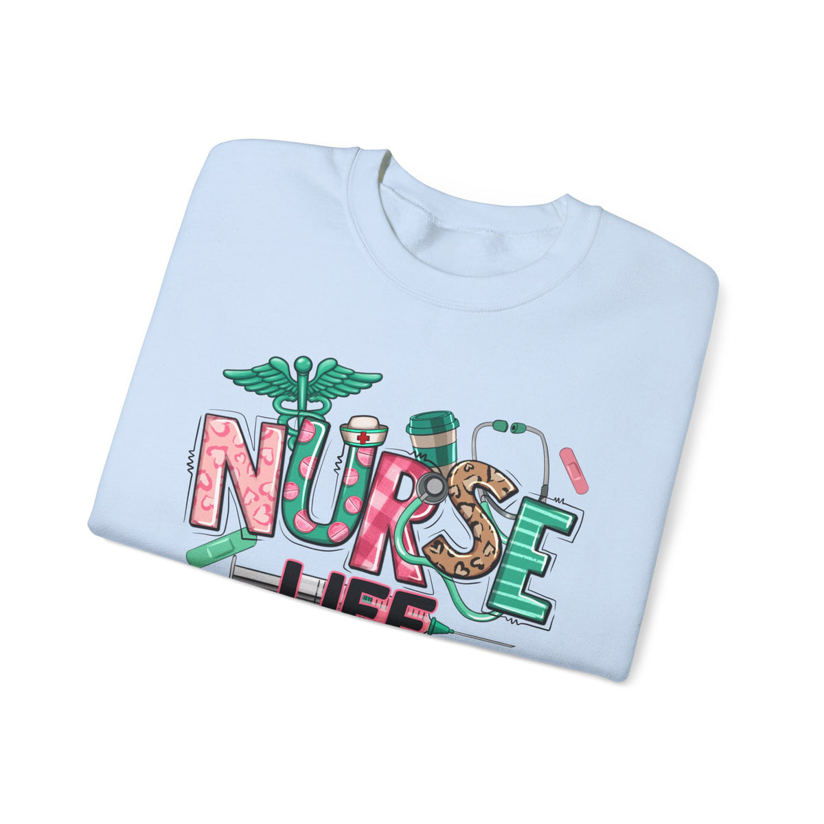 Nurse Life Cute Preppy Healthcare – Gildan Heavy Blend | Trendy Women’s Soft Sweatshirt. Direct to Garment. Printed & Shipped in the USA. Unisex Sizes.