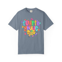 Coquette Fourth Grade Pencil Bow - Comfort Colors | Trendy Women's T-Shirt. Direct to Garment. Printed & Shipped in the USA. Unisex Sizes.