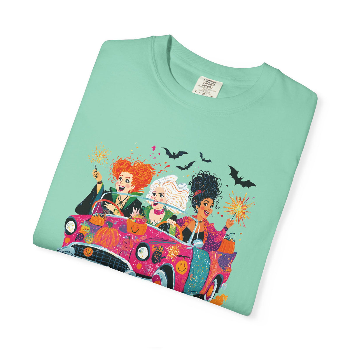 Witch Way to the Party? - Comfort Colors | Trendy Women's T-Shirt. Direct to Garment. Printed & Shipped in the USA. Unisex Sizes.