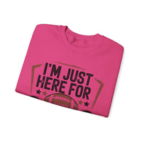 I'm Just Here for Food and Commercials – Gildan Heavy Blend | Trendy Women’s and Men's Soft Sweatshirt. Direct to Garment. Printed & Shipped in the USA. Unisex Sizes.