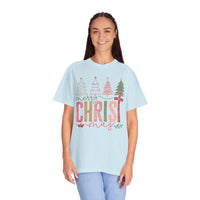 Merry ChrisTmas Christian Faith Graphic - Comfort Colors | Trendy Women's T-Shirt. Direct to Garment. Printed & Shipped in the USA. Unisex Sizes.