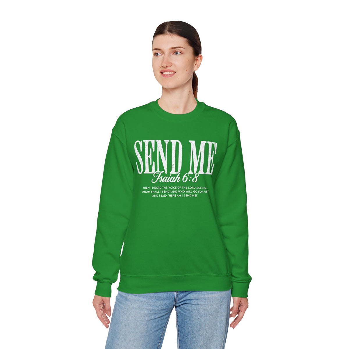 Send Me, Vintage - Faith – Gildan Heavy Blend | Trendy Women’s and Men's Soft Sweatshirt. Direct to Garment. Printed & Shipped in the USA. Unisex Sizes.