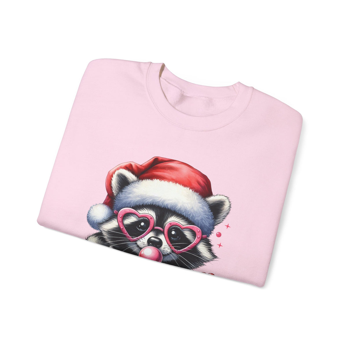 Merry Trashmas Bubblegum Raccoon w/Santa Hat Christmas – Gildan Heavy Blend | Trendy Women’s Soft Sweatshirt. Direct to Garment. Printed & Shipped in the USA. Unisex Sizes.