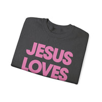 Jesus Loves You – Gildan Heavy Blend | Trendy Women’s and Men's Soft Sweatshirt. Direct to Garment. Printed & Shipped in the USA. Unisex Sizes.