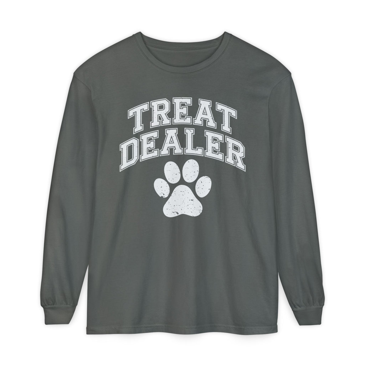 Treat Dealer, Dog Lover - Comfort Colors | Trendy Women's and Men's Long Sleeve T-Shirt. Direct to Garment. Printed & Shipped in the USA. Unisex Sizes.