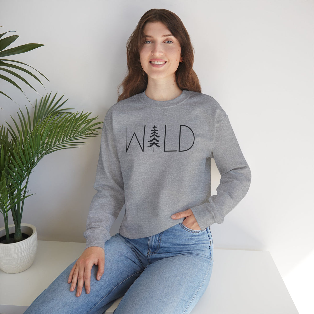 Wild Graphic, Nature, Pine Tree, Adventure – Gildan Heavy Blend | Trendy Women’s and Men's Soft Sweatshirt. Direct to Garment. Printed & Shipped in the USA. Unisex Sizes.