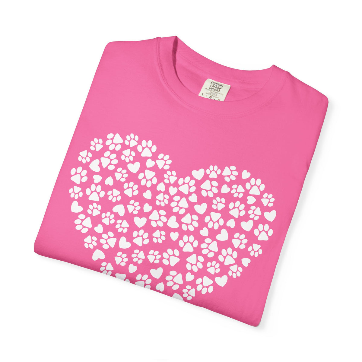 Dog Paw Heart - Comfort Colors | Trendy Women's T-Shirt. Direct to Garment. Printed & Shipped in the USA. Unisex Sizes.