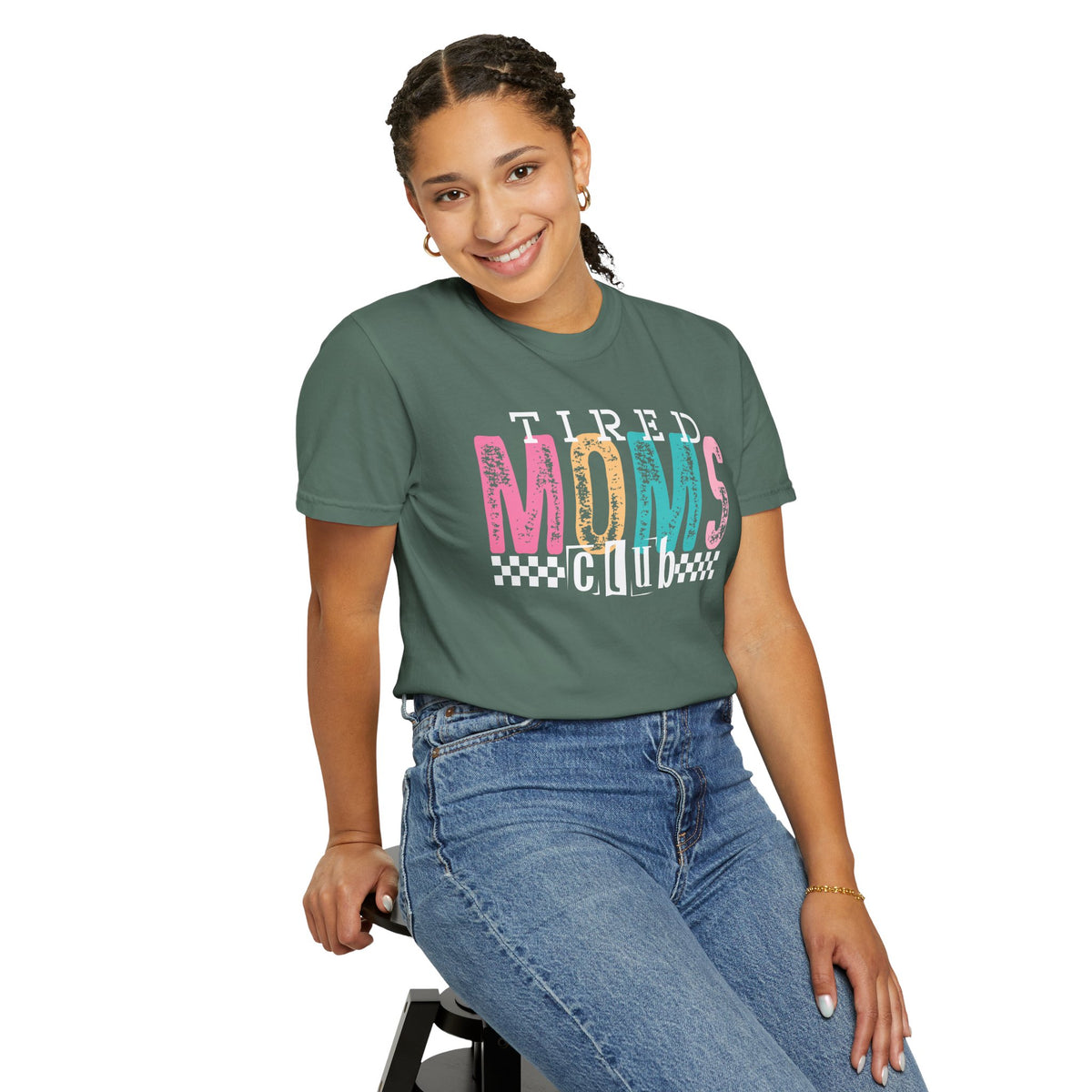 Tired Moms Club Pastel - Comfort Colors | Trendy Women's T-Shirt. Direct to Garment. Printed & Shipped in the USA. Unisex Sizes.