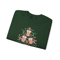 Merry and Caffeinated Iced Coffee Christmas Tree – Gildan Heavy Blend | Trendy Women’s Soft Sweatshirt. Direct to Garment. Printed & Shipped in the USA. Unisex Sizes.