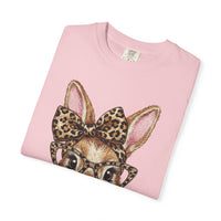 Bunny with Leopard Bow and Glasses - Comfort Colors | Trendy Women's T-Shirt. Direct to Garment. Printed & Shipped in the USA. Unisex Sizes.