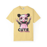 Cute But Feral, Possum in Pink Bibs - Comfort Colors | Trendy Women's T-Shirt. Direct to Garment. Printed & Shipped in the USA. Unisex Sizes.