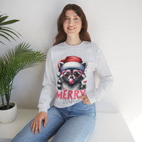 Merry Trashmas Bubblegum Raccoon w/Santa Hat Christmas – Gildan Heavy Blend | Trendy Women’s Soft Sweatshirt. Direct to Garment. Printed & Shipped in the USA. Unisex Sizes.