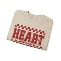 Heart Breaker, Red Checkered Distressed – Gildan Heavy Blend | Trendy Women’s Soft Sweatshirt. Direct to Garment. Printed & Shipped in the USA. Unisex Sizes.
