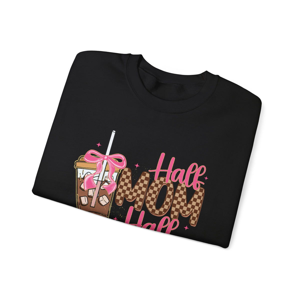 Half Mom Half Coffee, Cute Leopard Print Coffee Design – Gildan Heavy Blend | Trendy Women’s Soft Sweatshirt. Direct to Garment. Printed & Shipped in the USA. Unisex Sizes.