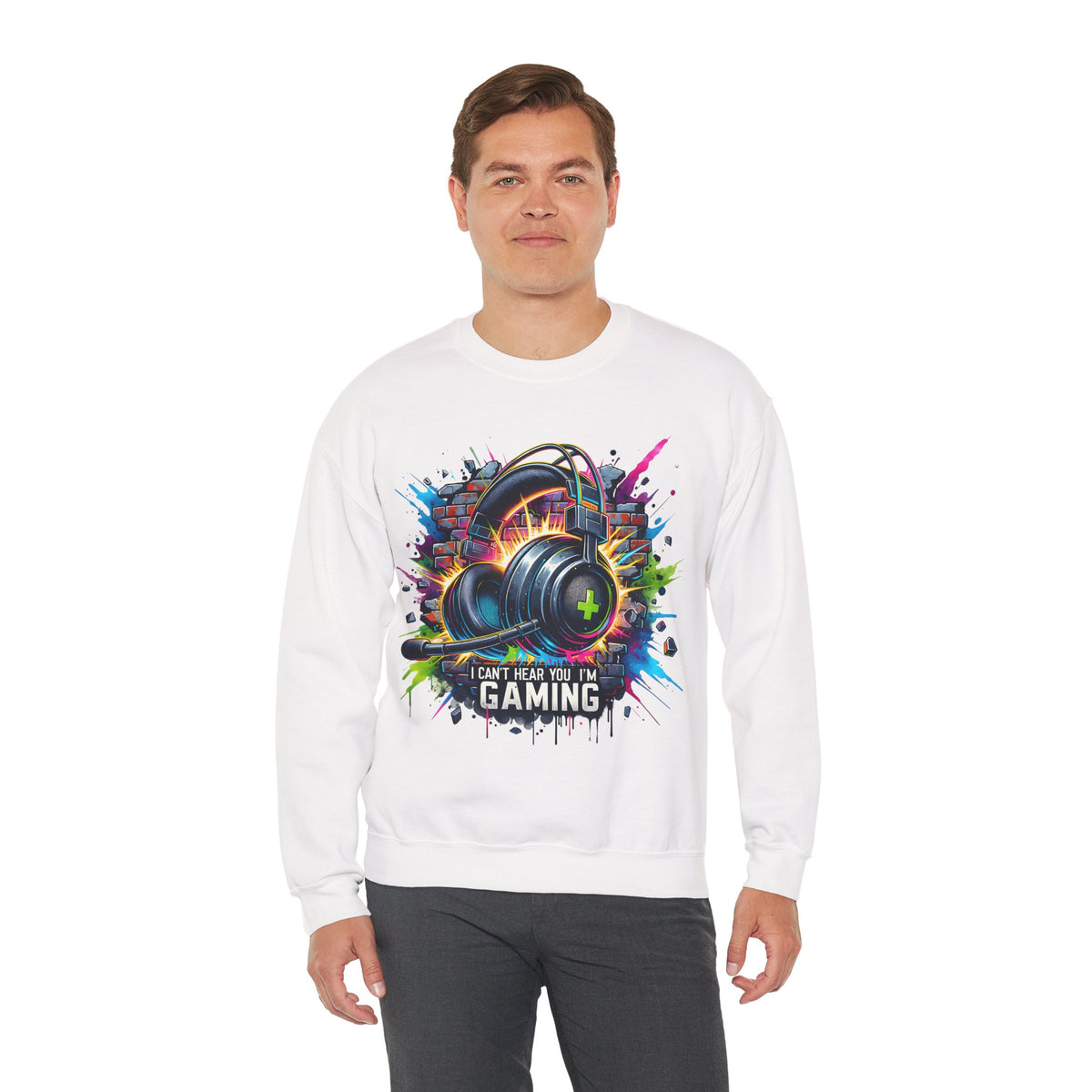 Gaming Headset I Can't Hear You, I'm Gaming – Gildan Heavy Blend | Trendy Women’s and Men's Soft Sweatshirt. Direct to Garment. Printed & Shipped in the USA. Unisex Sizes.