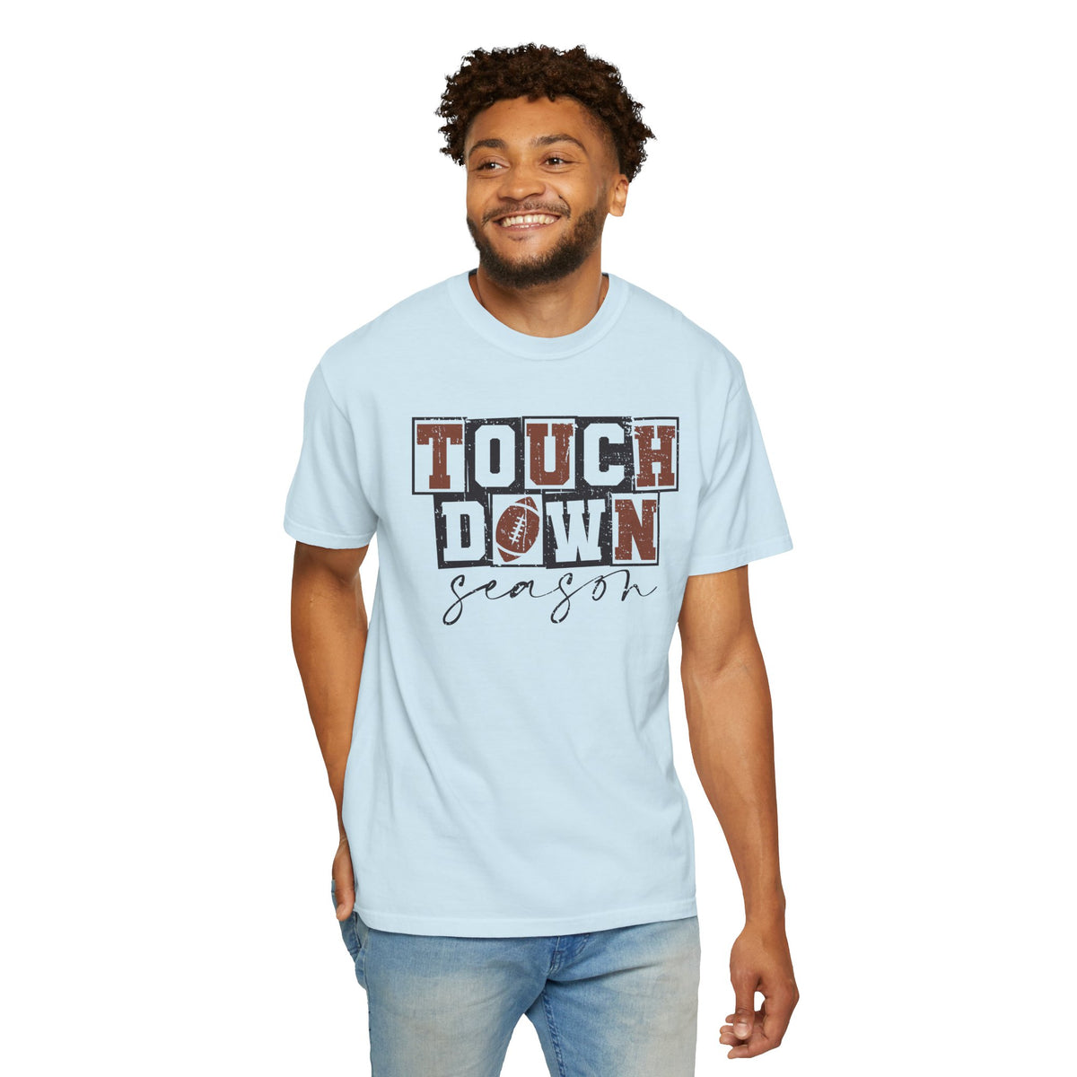 Touchdown Season - Distressed - Comfort Colors | Trendy Men's and Women's T-Shirt. Direct to Garment. Printed & Shipped in the USA. Unisex Sizes.