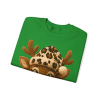 Rudolph Reindeer Leopard Santa Hat Christmas – Gildan Heavy Blend | Trendy Women’s Soft Sweatshirt. Direct to Garment. Printed & Shipped in the USA. Unisex Sizes.