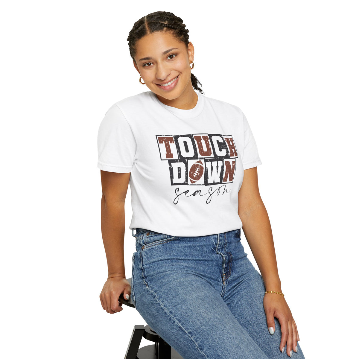 Touchdown Season - Distressed - Comfort Colors | Trendy Men's and Women's T-Shirt. Direct to Garment. Printed & Shipped in the USA. Unisex Sizes.