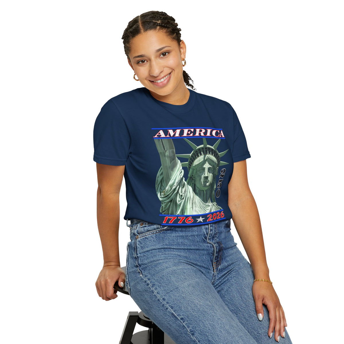America's 250th Birthday, Statue of Liberty - Comfort Colors | Trendy Men's and Women's T-Shirt. Direct to Garment. Printed & Shipped in the USA. Unisex Sizes.